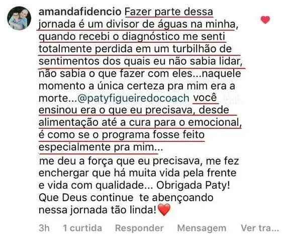 Mensagem de aluna do Câncer com Leveza