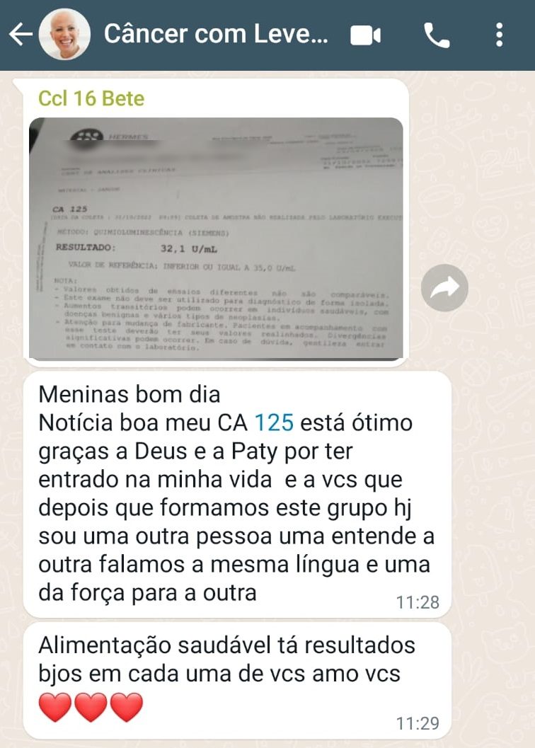 Depoimento de aluna no grupo Câncer com Leveza