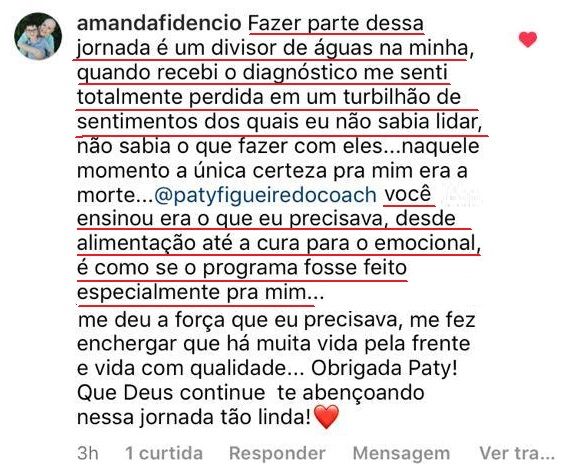 Depoimento de aluna no grupo Câncer com Leveza